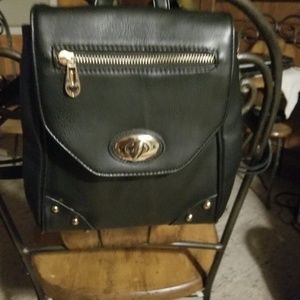 Black leather backpack